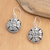 Sterling silver dangle earrings, 'Leafy Enchantment' - Round Leafy Sterling Silver Dangle Earrings from Bali