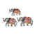 Arte de pared de hierro (juego de 3) - Juego de 3 elefantes de arte de pared de hierro tradicionales hechos a mano