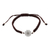 Sterling silver macrame pendant bracelet, 'Dark Brown Sahasrara' - Sterling Silver Sahasrara Macrame Pendant Bracelet