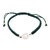 Sterling silver macrame pendant bracelet, 'Dark Green Anahata' - Sterling Silver Anahata Macrame Pendant Bracelet