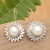 Cultured pearl drop earrings, 'Innocent Petals' - Modern Sterling Silver Drop Earrings with Cultured Pearls