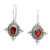 Garnet drop earrings, 'Heavenly Perseverance' - Star-Themed Oval Garnet Drop Earrings from Bali