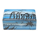 Wood decorative box, 'Melasti Morning' - Painted Melasti-Inspired Suar Wood Decorative Box in Blue