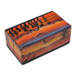 Wood decorative box, 'Melasti Sunrise' - Painted Melasti-Inspired Suar Wood Decorative Box in Orange