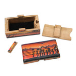Wood decorative box, 'Melasti Sunrise' - Painted Melasti-Inspired Suar Wood Decorative Box in Orange