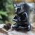 Wood statuette, 'Prudent Apprentice at Night' - Handcrafted Black Suar Wood Squirrel Statuette from Bali