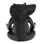 Wood statuette, 'Prudent Master at Night' - Hand-Carved Black Suar Wood Squirrel Statuette from Bali