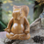 Wood statuette, 'Prudent Master' - Hand-Carved Polished Suar Wood Squirrel Statuette from Bali (image 2) thumbail