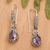 Amethyst dangle earrings, 'Exquisite Purple' - Amethyst & Silver Dangle Earrings with Intricate Engravings