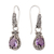 Amethyst dangle earrings, 'Exquisite Purple' - Amethyst & Silver Dangle Earrings with Intricate Engravings