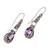 Amethyst dangle earrings, 'Exquisite Purple' - Amethyst & Silver Dangle Earrings with Intricate Engravings