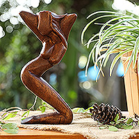 Wood sculpture, 'Show My Beauty' - Hand-Carved Suar Wood Sculpture of a Dancing Woman