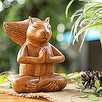 Wood sculpture, 'Praying Squirrel'