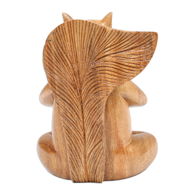 Wood sculpture, 'Praying Squirrel' - Hand Carved Wood Sculpture of Praying Squirrel from Bali