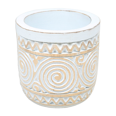 Dekorative Vase aus Holz - Handgeschnitzte dekorative Vase aus Holz mit Distressed-Finish