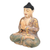 Wood sculpture, 'Meditation Buddha' - Hand-Painted Suar Wood Sculpture of Buddha from Bali