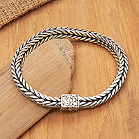 Sterling silver chain bracelet, 'Bali Champion' - Polished Sterling Silver Foxtail Chain Bracelet Made in Bali