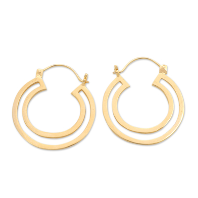 Gold-plated hoop earrings, 'Splendor Silhouettes' - Modern 18k Gold-Plated Brass Hoop Earrings Crafted in Bali