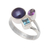 Multi-gemstone cocktail ring, 'Jewels from The Castle' - Amethyst and Blue Topaz Cocktail Ring with Blue Pearl