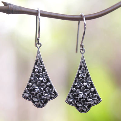 Sterling silver dangle earrings, 'Plumeria Beauty' - Sterling Silver Plumeria-Themed Dangle Earrings from Bali