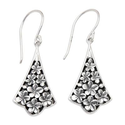 Sterling silver dangle earrings, 'Plumeria Beauty' - Sterling Silver Plumeria-Themed Dangle Earrings from Bali