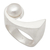 Cultured pearl single stone ring, 'Waves of Uluwatu' - Ocean-Inspired Matte Sterling Silver Ring with White Pearl thumbail