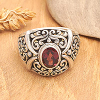 Garnet domed cocktail ring, 'Perseverance Temple'
