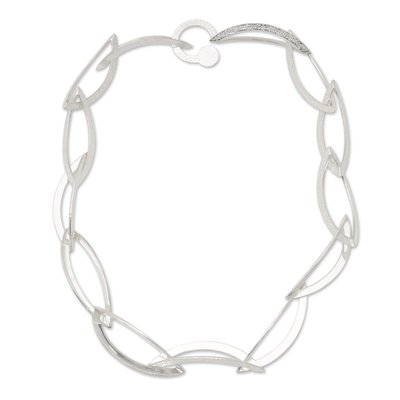 Sterling silver link necklace, 'Gianyar Pieces' - Modern Sterling Silver Link Necklace in a Polished Finish