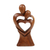 Wood sculpture, 'Morning Hugging' - Hand-Carved Heart-Shaped Suar Wood Sculpture from Bali thumbail