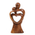 Wood sculpture, 'Morning Hugging' - Hand-Carved Heart-Shaped Suar Wood Sculpture from Bali