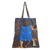 Cotton batik foldable tote bag, 'Blitar's Waters' - Cotton Foldable Tote Bag with Blue and Golden Batik Motifs thumbail