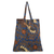 Cotton batik foldable tote bag, 'Blitar's Waters' - Cotton Foldable Tote Bag with Blue and Golden Batik Motifs