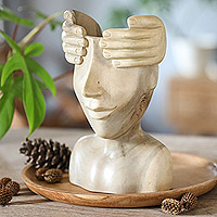 Wood sculpture, 'Abstract Secret' - Hand-Carved Mystic Hibiscus Wood Sculpture Crafted in Bali