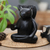Wood sculpture, 'Blessing Squirrel in Black' - Hand-Carved Wood Sculpture of Meditating Squirrel in Black (image 2) thumbail