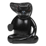 Wood sculpture, 'Blessing Squirrel in Black' - Hand-Carved Wood Sculpture of Meditating Squirrel in Black