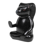Wood sculpture, 'Blessing Squirrel in Black' - Hand-Carved Wood Sculpture of Meditating Squirrel in Black