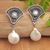 Cultured pearl dangle earrings, 'Sea Wonders' - Sea-Themed Dangle Earrings with Grey and White Pearls