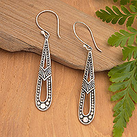 Sterling silver dangle earrings, 'Gianyar's Elegance' - Polished Traditional Sterling Silver Dangle Earrings