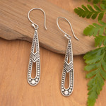 Sterling silver dangle earrings, 'Art Deco' - Polished Traditional Sterling Silver Dangle Earrings