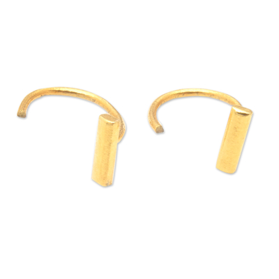 Gold-plated brass ear cuffs, 'Authenticity' - Minimalist Geometric 22k Gold-Plated Brass Ear Cuffs