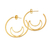 Pendientes medio aro bañados en oro - Aretes de medio aro con diseño de luna y baño de oro de Indonesia