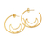 Gold-plated half-hoop earrings, 'Through the Moon' - Gold-Plated Moon-Themed Half-Hoop Earrings from Indonesia