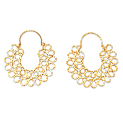 Gold-plated hoop earrings, 'Loop Flair' - Modern 22k Gold-Plated Hoop Earrings with Intertwined Loops