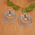 Cultured pearl and garnet dangle earrings, 'Fancy Passion' - Dangle Earrings with Silver-White Pearls and Natural Garnet