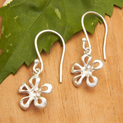 Sterling silver dangle earrings, 'Ethereal Blossom' - High-Polished Floral Sterling Silver Dangle Earrings