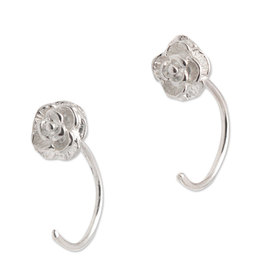 Ear cuffs de plata de ley - Ear Cuffs de plata de ley con forma de rosa de Bali