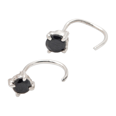 Cubic Zirconia ear cuffs, 'Shadow Embrace' - High-Polished Ear Cuffs Crafted from Sterling Silver
