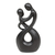 Wood sculpture, 'Staring at You' - Abstract Romantic Suar Wood Sculpture in a Black Hue thumbail