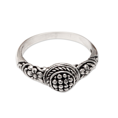 Sterling silver cocktail ring, 'Blossoming Essence' - Traditional Floral Sterling Silver Cocktail Ring from Bali