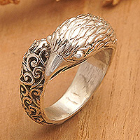 Sterling silver cocktail ring, 'Wise Reign'